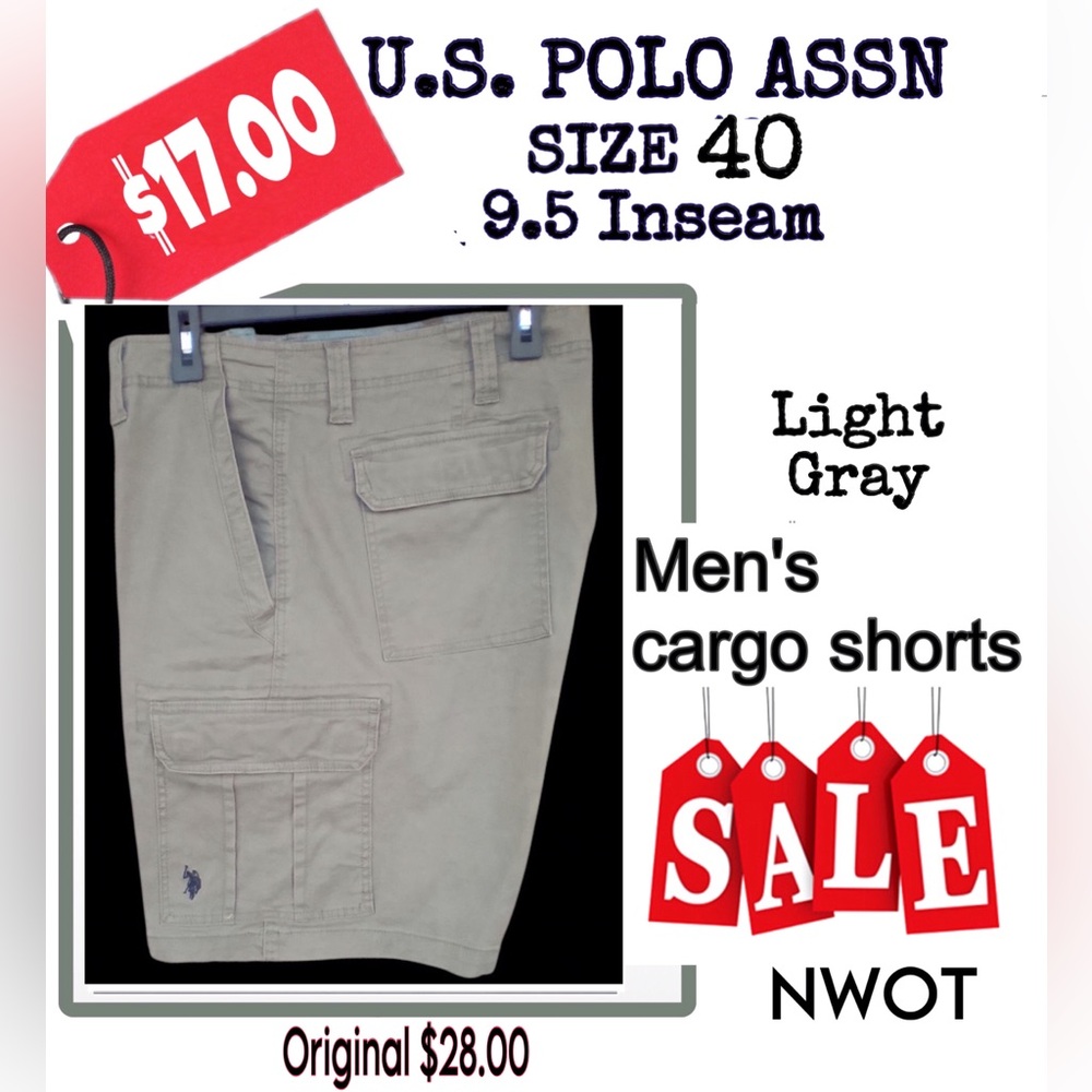 U.S. Polo Assn. Gray Cargo Shorts Relaxed Fit